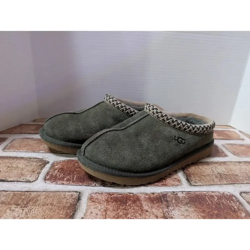 UGG Kids Tasman Slipper Green Suede Shoes Size 4 Youth / EU 36 / Sz 6 Women's
